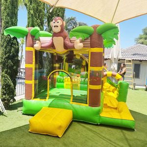 บ้านลมเป่าลมสำหรับเด็ก รุ่นซาฟารี พร้อมสไลเดอร์น้ำ - Product Image 1
