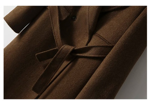 Cappotto di lana Double Faced in pile cucito a mano in lana da <span class=keywords><strong>donna</strong></span> inverno nuovo doppio petto lungo in lana australiana - Product Image 5