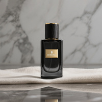 Nouveau design de flacon de parfum unique, flacon de parfum carré noir 50 ml, flacons de parfum vides avec emballage et couvercle