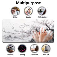 Tapis de souris et de clavier pour PC, grand format, motif paysage avec neige, fleurs de prunier et arbres, pour ordinateur portable