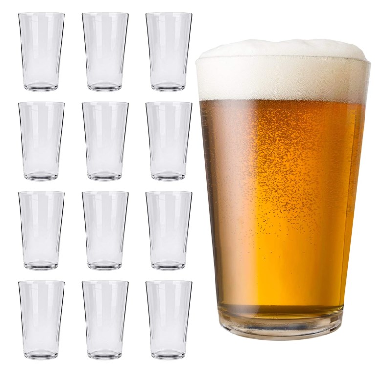 Water Glasses Cup Sets Pint Pub Beer Glasses 16 OZ Drinking Beeres Glasses set of 12