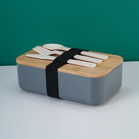 Groothandel Japanse stijl rechthoekige bentobox met bamboe deksel, magnetronbestendig, BPA-vrij, lunchbox inclusief complete bestekset