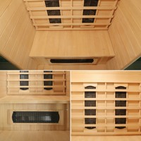 Sauna infrarouge lointain à spectre complet, faible EMF, en bois massif de pruche, pour 1 personne, adapté aux villas et appartements modernes, avec poêle et vapeur sèche