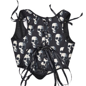 Corsé de Mujer con Estampado de Calavera, Cuello Cuadrado, Cintura Ajustable, Estilo Vintage, Top de Moda - Product Image 3