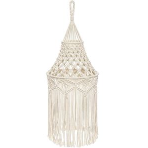 Abat-jour rond en coton tissé à la main, respirant, avec pompons, pour la décoration du salon - Product Image 2