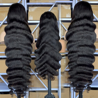 Perruque de Cheveux Humains Vierge Ondulés Bruts Vietnamiens, Frontale Complète HD Transparente 13x4, Cheveux Humains Bruts Cambodgiens