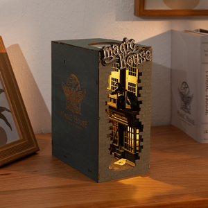<span class=keywords><strong>Robotime</strong></span> US Warehouse DIY casa en miniatura artesanía de madera TGB03 casa mágica sujetalibros 3D rompecabezas de madera - Product Image 1