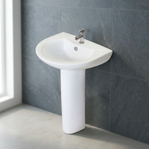 White Round Ceramic Pedestal Wash Basin Custom Size Modern Bathroom Sink Sanitary Ware Wholesaler - Product Image 6
