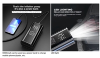 Gonfleur de pneus portable 6000mAh 12V, pompe à pneus sans fil, pompe électrique numérique avec lumière LED d'urgence pour pneus de voiture