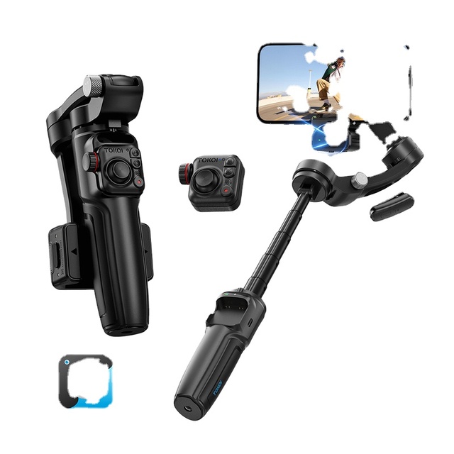 M06 Intelligent Ai Tracking 3-Axis Stabilizer Gimbal, with Aluminum Alloy Extension Rod, Wireless Microphone, and Fill Light