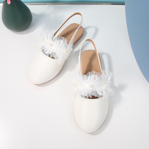 Sandalias Blancas de Playa de Moda para Niñas, de Piel Sintética con Punta en Pico, para Verano, Venta al Por Mayor - Product Image 3