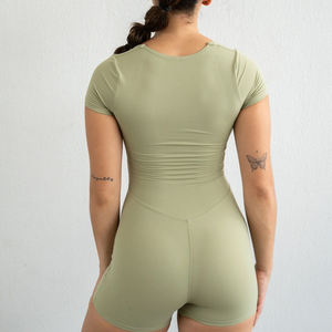 Minimalist Blank Women's Yoga Jumpsuit Breathable Quick Dry Cotton Rich Fabric Clean Lines Straight Cut Versatile Neutral Tones - Product Image 5