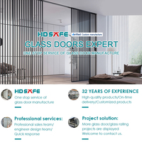 HDSAFE Grand système de porte coulissante en aluminium Intérieur télescopique Cloison en verre noir Étroite Pile mince Portes coulissantes en verre