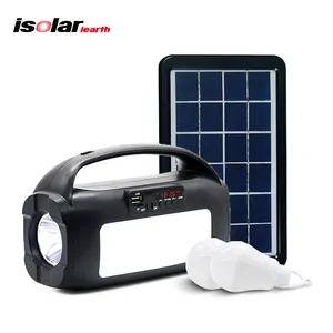 Isolar mini sistema de energía solar portátil inalámbrico BT con lámpara USB/TF MP3 fm radio altavoz dc solar kit de luz