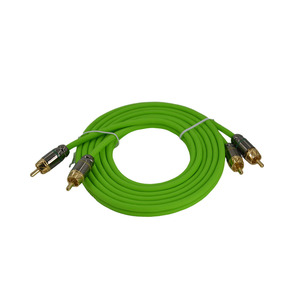 Câble Audio RCA vert de 3 mètres, fil de signal en cuivre pur pour connexion de caisson de basses de voiture - Product Image 2