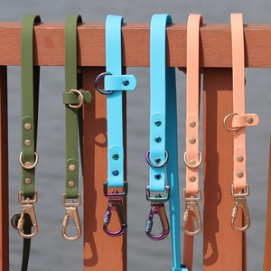 Goma de silicona de PVC impermeable macarrones coloridos clips dobles de plomo manos libres collar de perro y correa para perros pequeños - Product Image 1