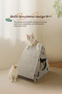 Tiragraffi per Gatti Triangolare Rinforzato e Resistente all'Usura, Giocattolo e Casa per Gatti, Grande Struttura per Riposo e Gioco - Product Image 5