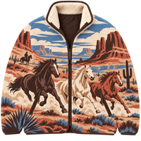 Veste d'hiver en sherpa jacquard de style western pour homme, fermeture éclair intégrale, manteau en polaire chaud, décontracté pour l'extérieur, fabricant OEM ODM
