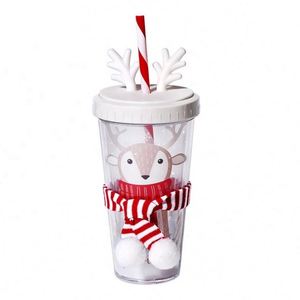 Gobelet réutilisable personnalisé avec couvercle, motif lapin/élan - Tasse de voyage pour enfants et adultes, cadeau de Noël idéal - Product Image 3