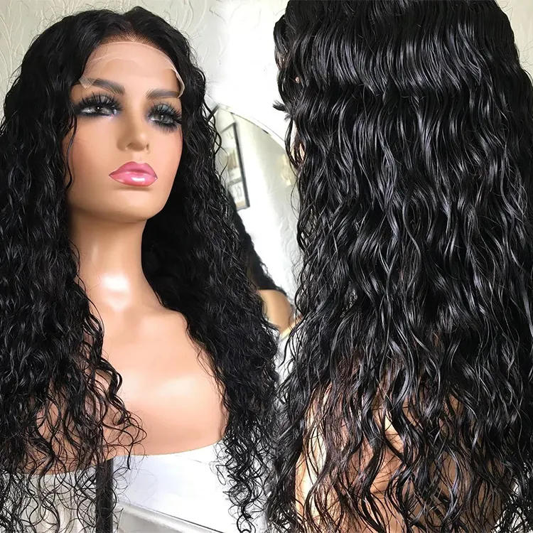 10A Virgin Indian Human Hair Lace Front Wig Natural Deep Water Wave Style Transparent 360 HD Full Lace Malaysian Hair Type