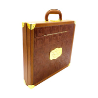 OEM/ODM Boîte cadeau de luxe en cuir marron 1oz Bar Capsules avec boîte d'emballage en cuir Valise portable pour porte-monnaie