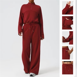 Conjunto Deportivo de Dos Piezas para Mujer, Otoño Invierno, Manga Larga, Cintura Alta, Antideslizante, con Cordón Ajustable, Color Sólido, para Yoga - Product Image 5