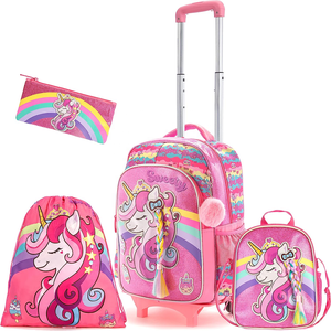 Sac <span class=keywords><strong>à</strong></span> <span class=keywords><strong>roulettes</strong></span> amovible 5 en 1 Girls Trending Bookbag Sac <span class=keywords><strong>à</strong></span> dos <span class=keywords><strong>à</strong></span> <span class=keywords><strong>roulettes</strong></span> <span class=keywords><strong>licorne</strong></span> rose Bagages pour enfants Sac <span class=keywords><strong>à</strong></span> dos scolaire - Product Image 3