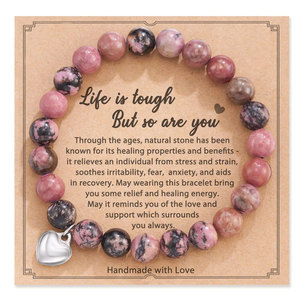 SC vendita calda naturale rosa Zebra pietra perline bracciali regalo di <span class=keywords><strong>compleanno</strong></span> unico fatto a mano dolce cuore braccialetto di fascino a <span class=keywords><strong>mia</strong></span> <span class=keywords><strong>figlia</strong></span> - Product Image 1