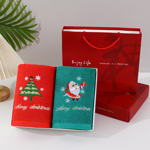 Toalla Navideña de Algodón Puro 34x74cm con Diseño de Árbol Bordado, Toalla de Regalo - Product Image 4