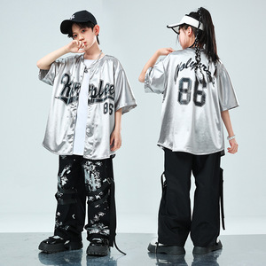 Set di Abbigliamento per Bambini Stile Street Dance, Giacca da Baseball alla Moda, <span class=keywords><strong>Costume</strong></span> per Esibizioni Hip Hop e Street Jazz per Ragazzi e Ragazze - Product Image 4