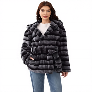 Cappotto in Pelliccia Sintetica da Donna con Cintura Decorativa, Elegante Giacca Invernale in Finta Pelliccia di <span class=keywords><strong>Visone</strong></span> - Product Image 5
