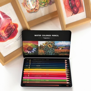 Set di 12 Matite Colorate Solubili in Acqua in Scatola di Latta a Forma di <span class=keywords><strong>Girasole</strong></span> per Bambini e Studenti, Materiali Artistici per <span class=keywords><strong>Disegno</strong></span> e Pittura - Product Image 4