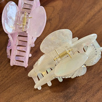 DOWELL Super Fairy Clip à cheveux papillon en strass, assorti à tout, en acétate, fait à la main, grande taille, accessoires de cheveux haut de gamme, luxe léger