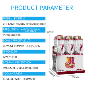 Máquina Dispensadora Comercial Shanyou a Precios de Fábrica, para 1-3 Bebidas Congeladas/Granizadas, para Tiendas de Alimentos/Bebidas, Modelo SM312 - Product Image 3