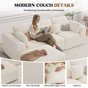 Sofá Seccional Modular en Forma de L Cloud Sin Estructura Metálica, Asiento Profundo, Convertible en Cama, Otomana, Tapizado, Extra Grande, con Función de Masaje, para Escuela - Product Image 5