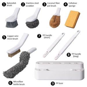 HOLAMOPA Set de brosses de nettoyage professionnelles 6 têtes amovibles Brosses à récurer multi-usages - Product Image 2