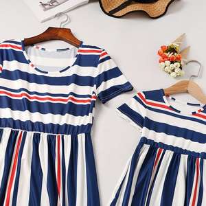 Moda mamá y los niños un par de mira de familia juego trajes de ropa de bebé niñas vestido madre hija vestido de los niños ropa - Product Image 5