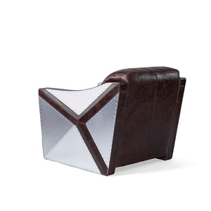 Sillón Retro K676 de alta <span class=keywords><strong>calidad</strong></span>, silla de ocio de acero inoxidable de cuero genuino con diseño Industrial para sala de estar, uso en Hotel - Product Image 3