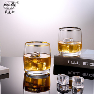 Crystal Whiskey Glass 201-300ml Gold Plated Rim Party Drinkware - Product Image 4