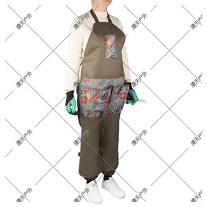 Delantal de jardín con múltiples bolsillos para almacenamiento de herramientas, color caqui gris, tela Oxford floral para jardinería - Product Image 5
