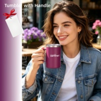 Gobelet isotherme réutilisable à double paroi, anti-fuite, 20 oz, avec poignée, en acier inoxydable, tasse à café de voyage avec couvercle