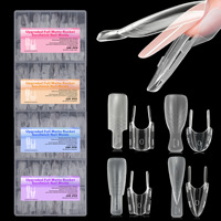 Boîte de 140/280/256 pièces de capsules d'ongles de type sandwich à double forme, courtes, pour extension rapide et couverture complète, sans papier