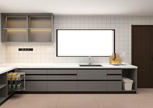 Gabinetes de Cocina Funcionales Grises con Cesta Extraíble y Cubo de Basura Empotrado para Apartamentos - Product Image 6