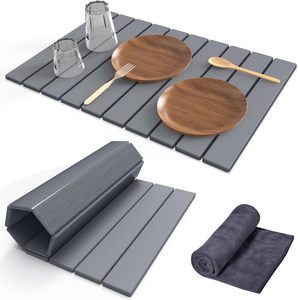 แผ่นรองจานทำจากดินไดอะตอมเมียซัสสำหรับเคาน์เตอร์ครัว แบบพับได้ - Product Image 1