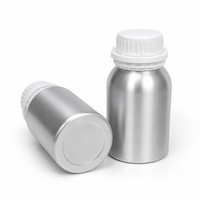 Bouteille cosmétique en aluminium brillant de 350 ml avec bouchon blanc inviolable à large ouverture, facile à remplir