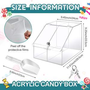Transparent acrylique bonbons bac compteur Lucite aliments secs affichage épices conteneur verrouillable chocolat biscuit boîte de rangement - Product Image 6