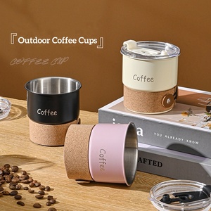 Kingze - Taza de Café de Acero Inoxidable de 14 oz al por Mayor, con Funda de Corcho, Antiderrames, Reutilizable, para Viajes en Auto, Oficina - Product Image 2