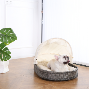 Cama Grande para Mascotas de Mimbre con Cubierta, Sofá para Perros con Toldo Extraíble, para Todas las Estaciones, Interior y Exterior, para Perros Grandes, con Logotipo Personalizado - Product Image 2