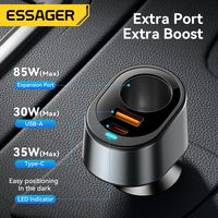 ESSAGER F755 PD3.0 QC3.0 120W USB-A chargeur rapide de voiture USB-C avec port d'extension allume-cigare 85w