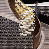 Escalier tournant à plusieurs étages, long lustre LED en cristal, CRI 90, angle de faisceau 360°, garantie 3 ans, dimmable, pour hall d'hôtel